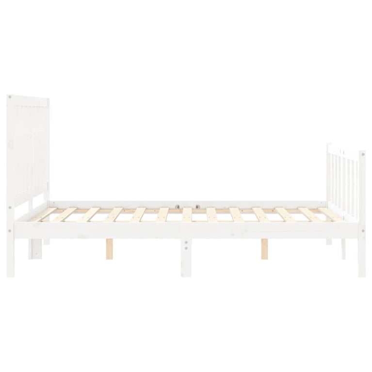 Bedframe met hoofdbord massief hout wit 120x200 cm