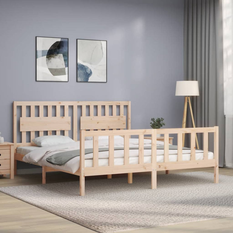 Bedframe met hoofdbord massief hout 6 FT Super King Size