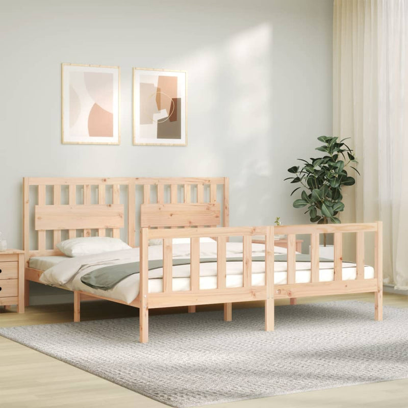 Bedframe met hoofdbord massief hout 6 FT Super King Size