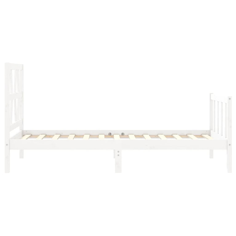 Bedframe met hoofdbord massief hout wit 2FT6 Small Single