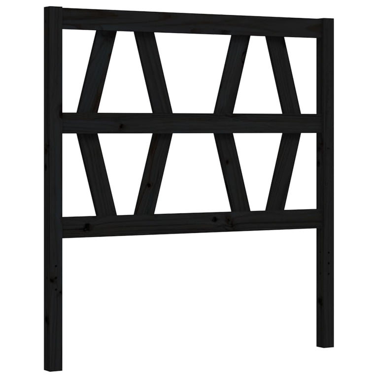 Bedframe met hoofdbord massief hout zwart 3FT Single
