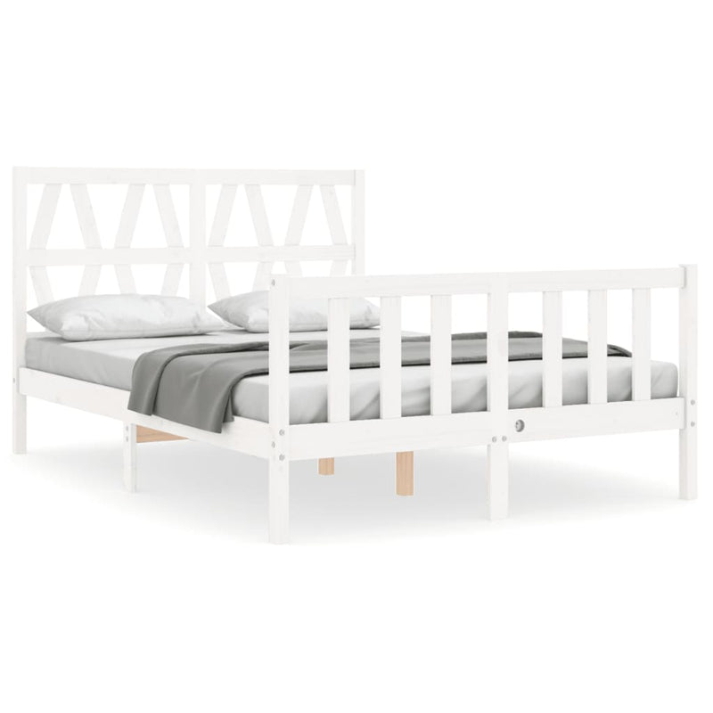 Bedframe met hoofdbord massief hout wit 4FT Small Double