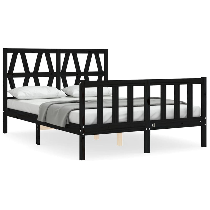 Bedframe met hoofdbord massief hout zwart 4FT Small Double