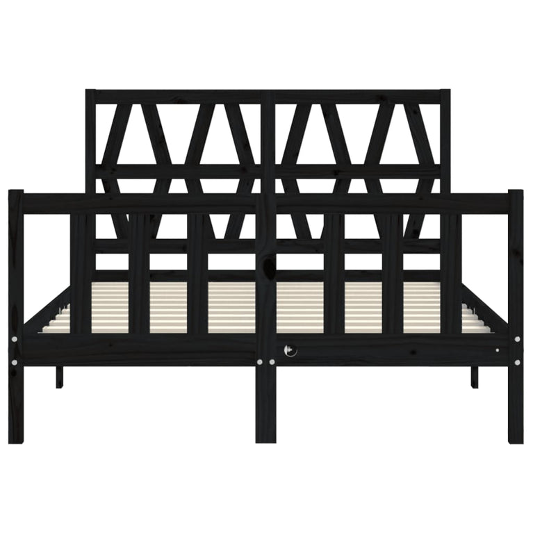 Bedframe met hoofdbord massief hout zwart 4FT Small Double