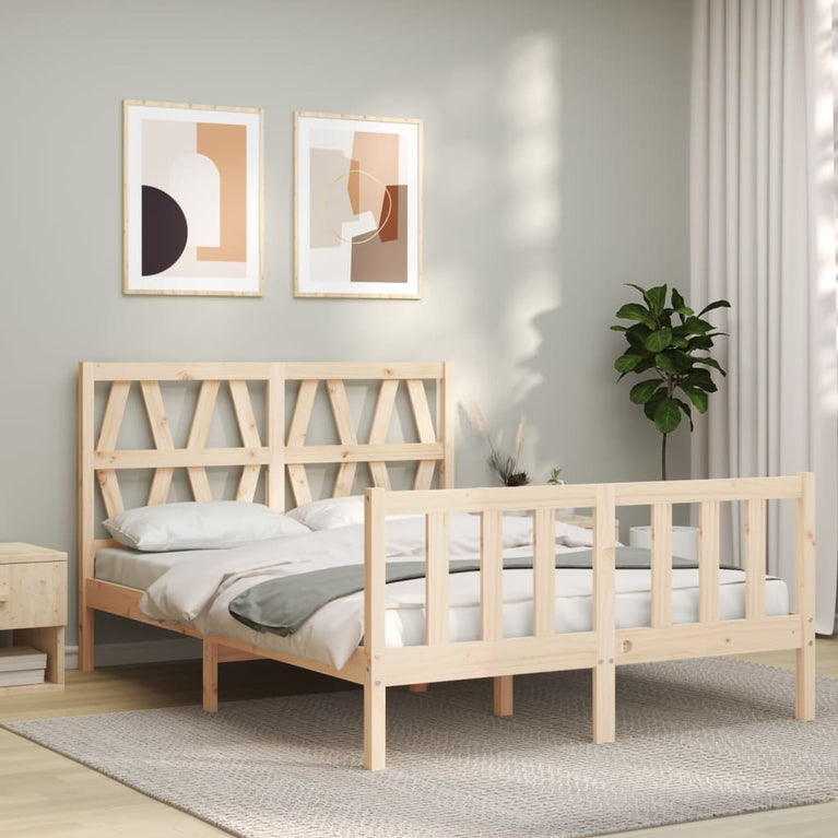 Bedframe met hoofdbord massief hout 4FT6 Double