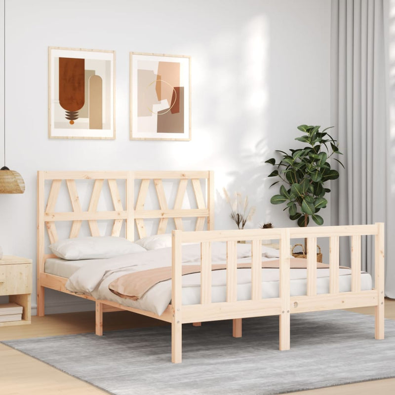 Bedframe met hoofdbord massief hout 4FT6 Double
