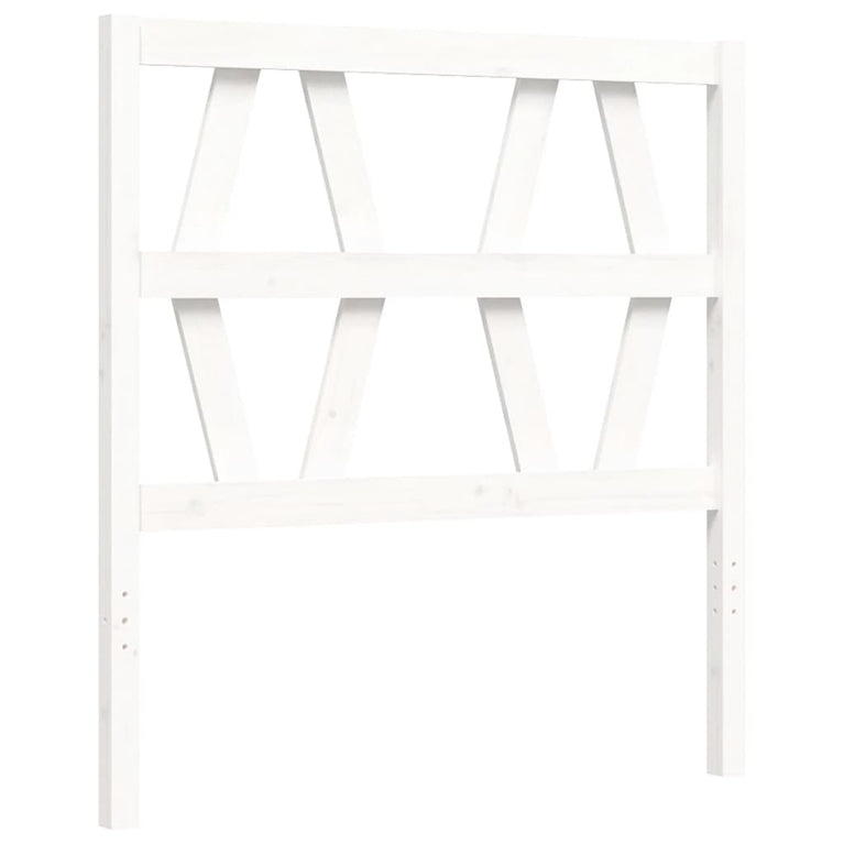 Bedframe met hoofdbord massief hout wit 90x200 cm