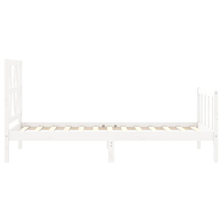 Bedframe met hoofdbord massief hout wit 100x200 cm