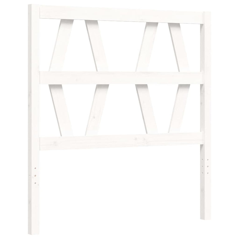Bedframe met hoofdbord massief hout wit 100x200 cm