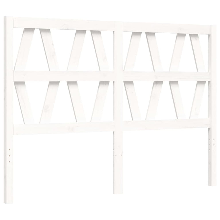 Bedframe met hoofdbord massief hout wit 120x200 cm
