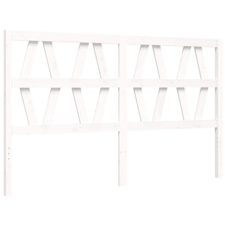 Bedframe met hoofdbord massief hout wit 160x200 cm