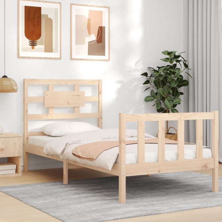 Bedframe met hoofdbord massief hout 2FT6 Small Single