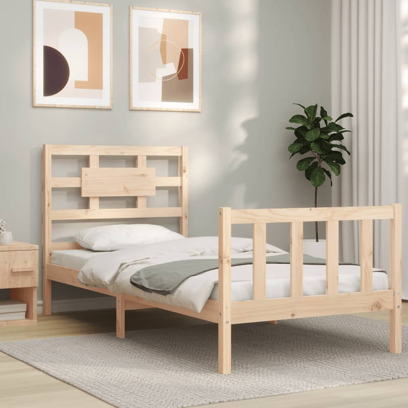 Bedframe met hoofdbord massief hout 2FT6 Small Single