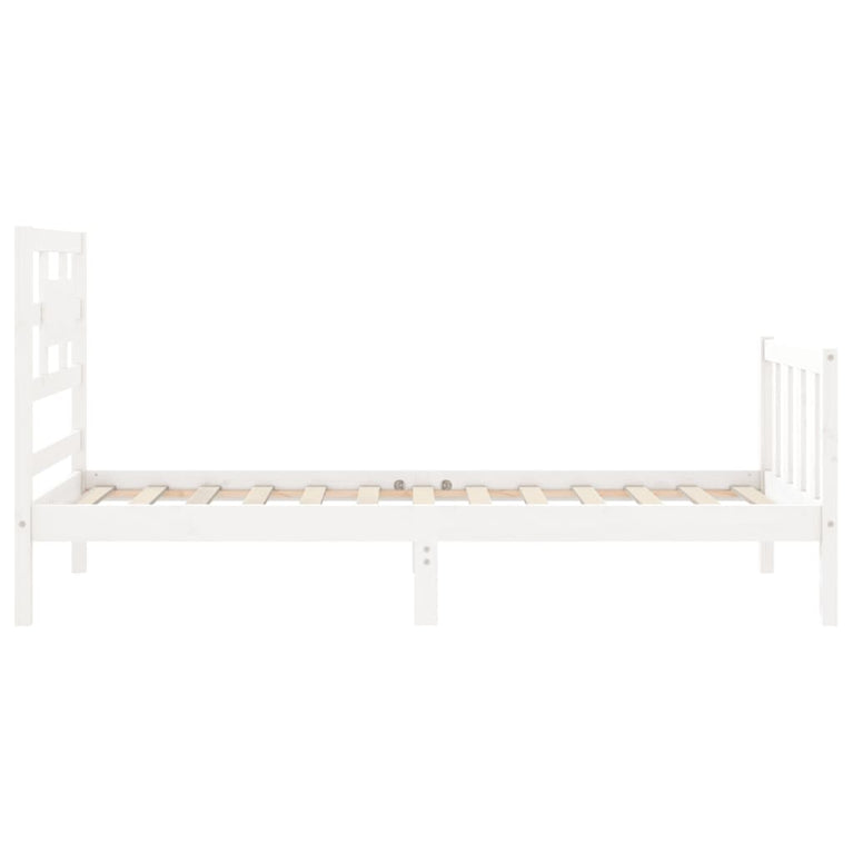 Bedframe met hoofdbord massief hout wit 3FT Single