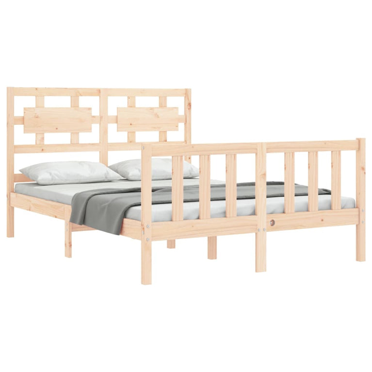 Bedframe met hoofdbord massief hout 4FT Small Double