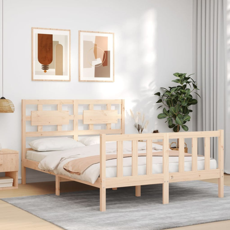 Bedframe met hoofdbord massief hout 4FT Small Double