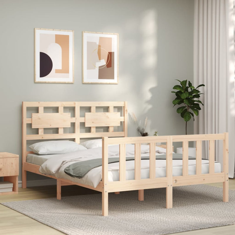 Bedframe met hoofdbord massief hout 4FT Small Double