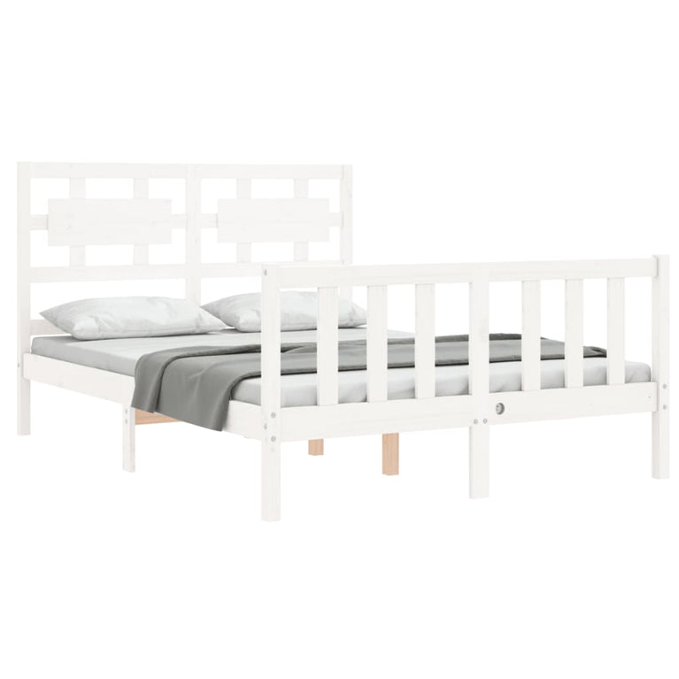 Bedframe met hoofdbord massief hout wit 4FT Small Double