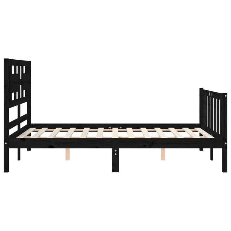 Bedframe met hoofdbord massief hout zwart 4FT Small Double