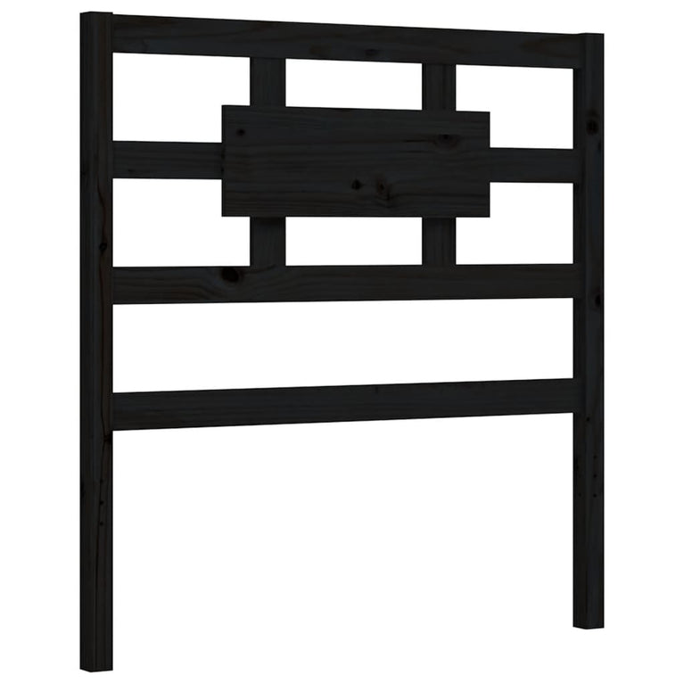 Bedframe met hoofdbord massief hout zwart 100x200 cm