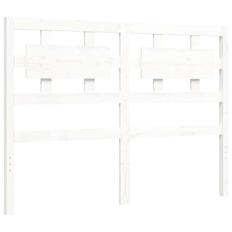 Bedframe met hoofdbord massief hout wit 120x200 cm