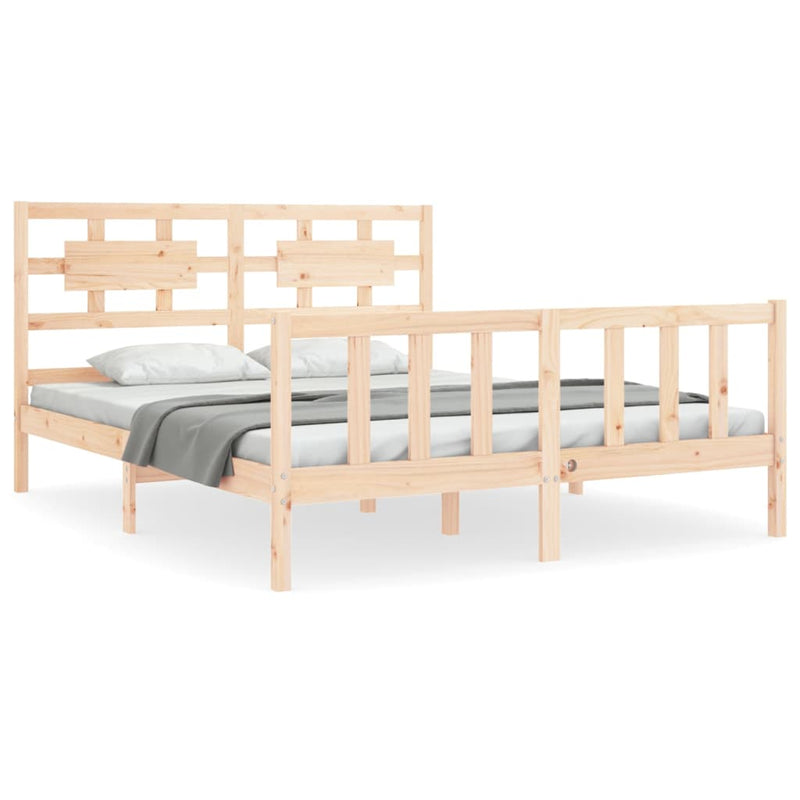 Bedframe met hoofdbord massief hout 160x200 cm