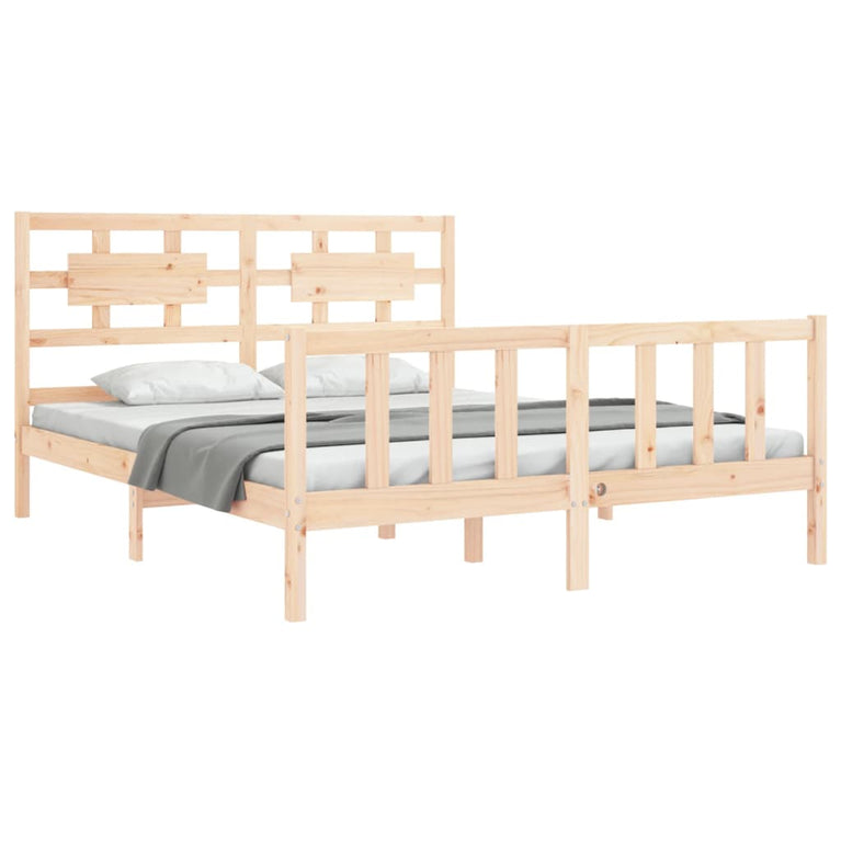 Bedframe met hoofdbord massief hout 160x200 cm