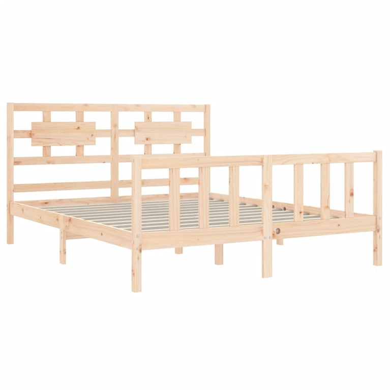 Bedframe met hoofdbord massief hout 160x200 cm