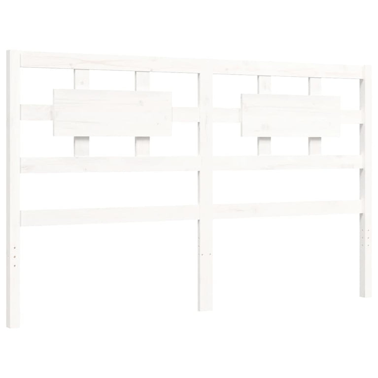 Bedframe met hoofdbord massief hout wit 160x200 cm