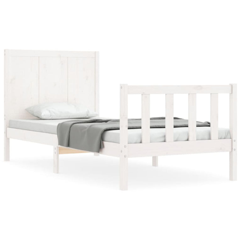 Bedframe met hoofdbord massief hout wit 2FT6 Small Single