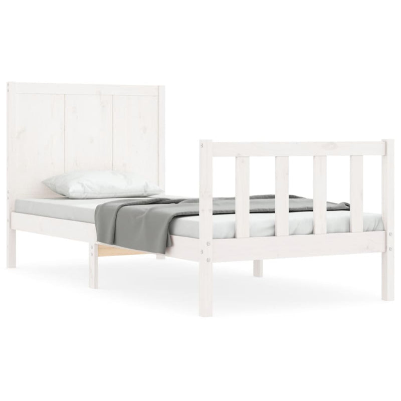Bedframe met hoofdbord massief hout wit 2FT6 Small Single