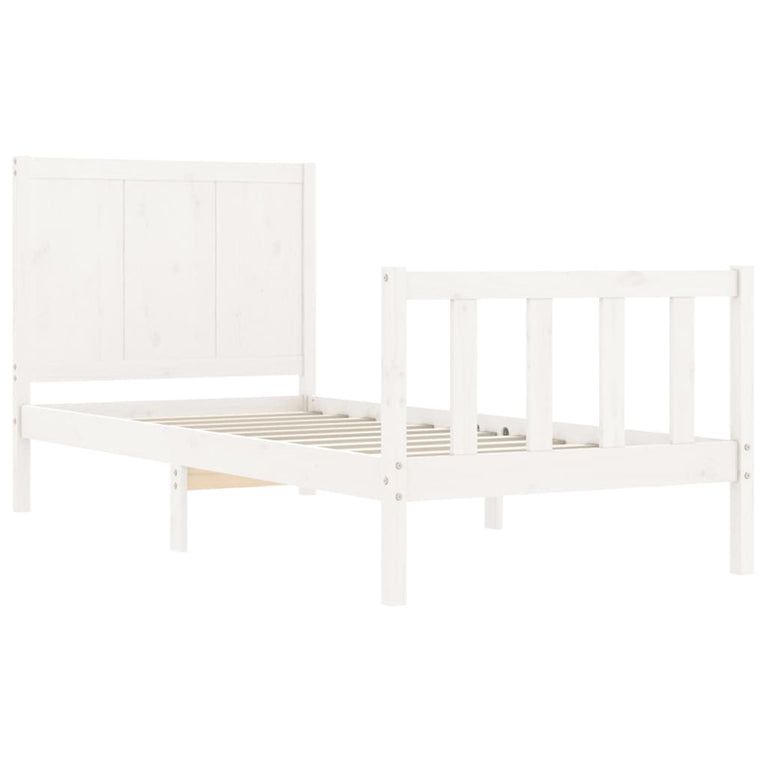Bedframe met hoofdbord massief hout wit 2FT6 Small Single