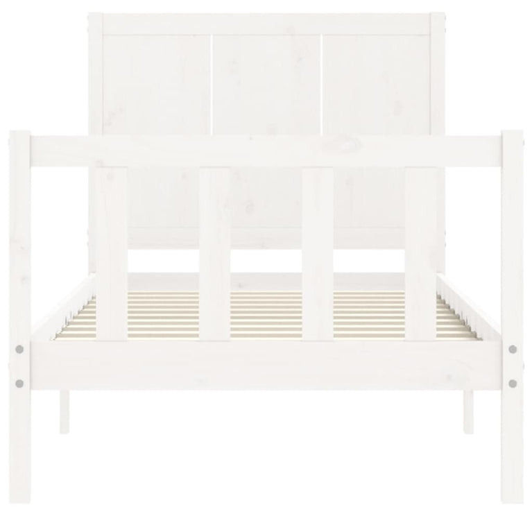 Bedframe met hoofdbord massief hout wit 2FT6 Small Single