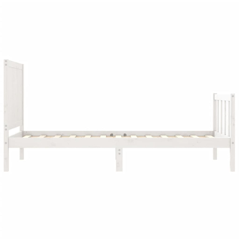 Bedframe met hoofdbord massief hout wit 2FT6 Small Single