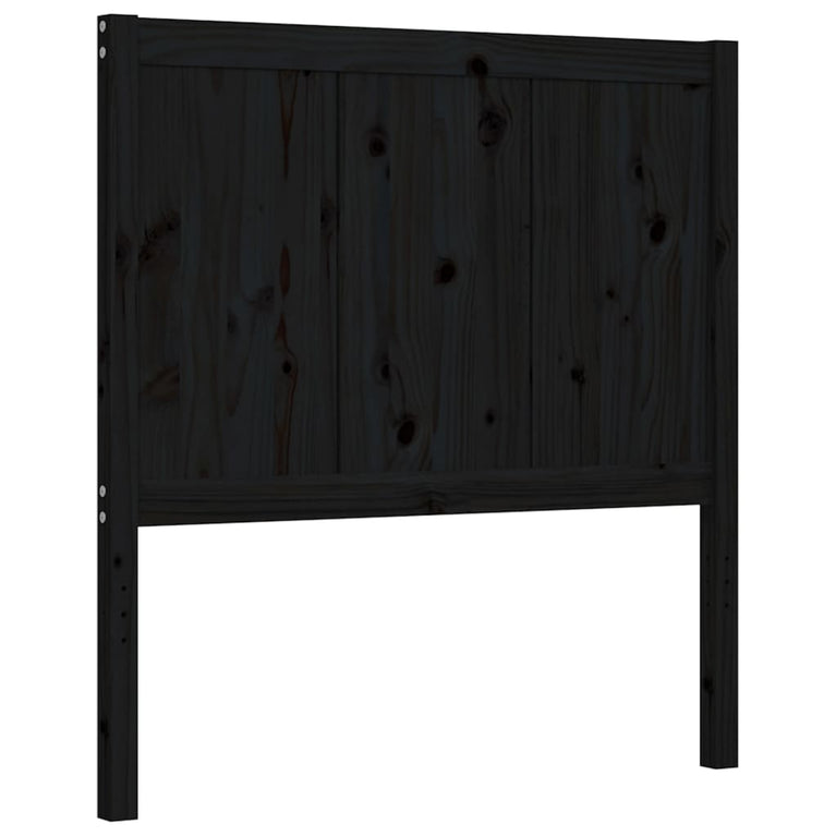 Bedframe met hoofdbord massief hout zwart 3FT Single