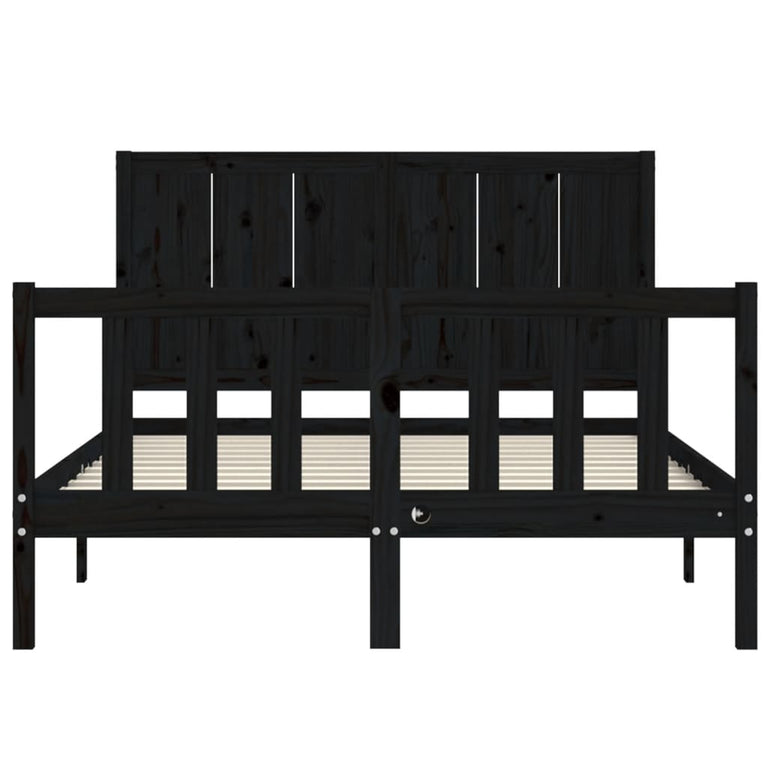 Bedframe met hoofdbord massief hout zwart 4FT Small Double