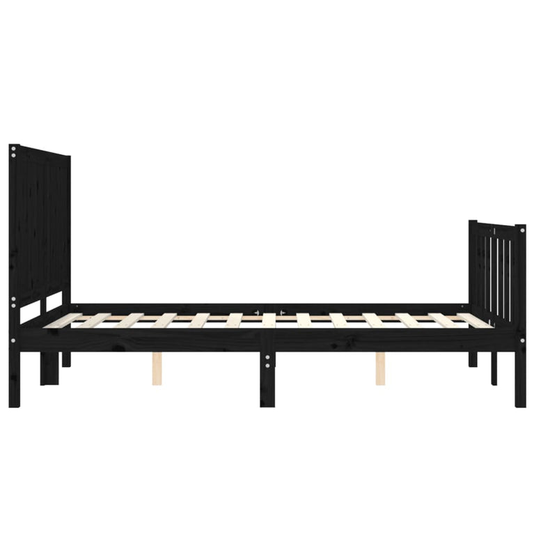 Bedframe met hoofdbord massief hout zwart 4FT Small Double