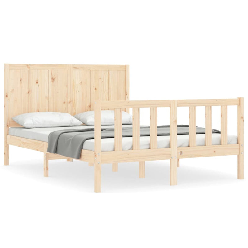 Bedframe met hoofdbord massief hout 140x190 cm