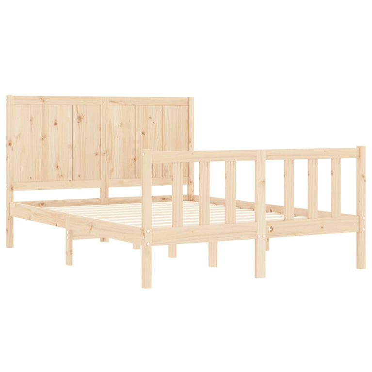 Bedframe met hoofdbord massief hout 140x190 cm
