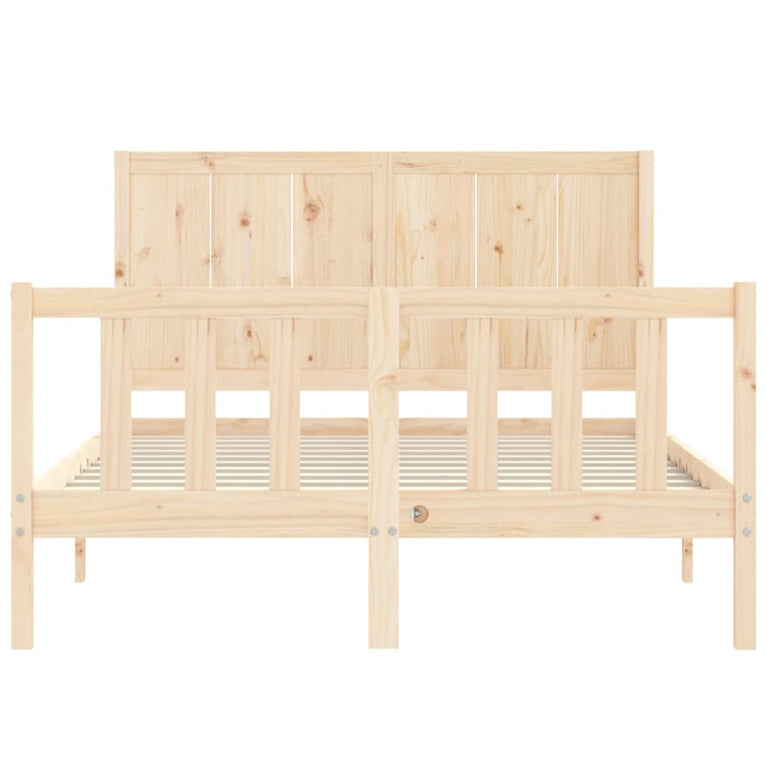 Bedframe met hoofdbord massief hout 140x190 cm