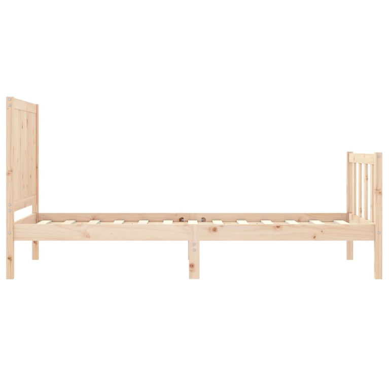 Bedframe met hoofdbord massief hout 90x200 cm