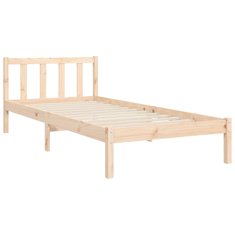 Bedframe met hoofdbord massief hout 90x200 cm