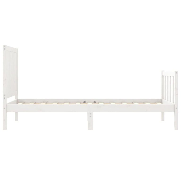 Bedframe met hoofdbord massief hout wit 100x200 cm