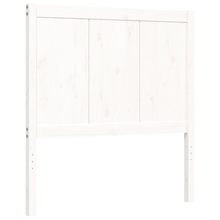 Bedframe met hoofdbord massief hout wit 100x200 cm