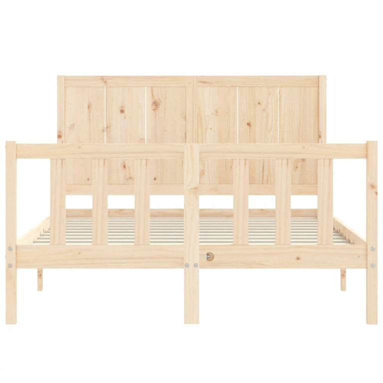 Bedframe met hoofdbord massief hout 140x200 cm