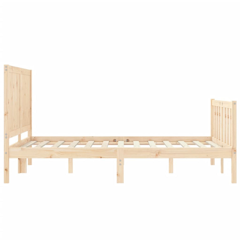 Bedframe met hoofdbord massief hout 140x200 cm