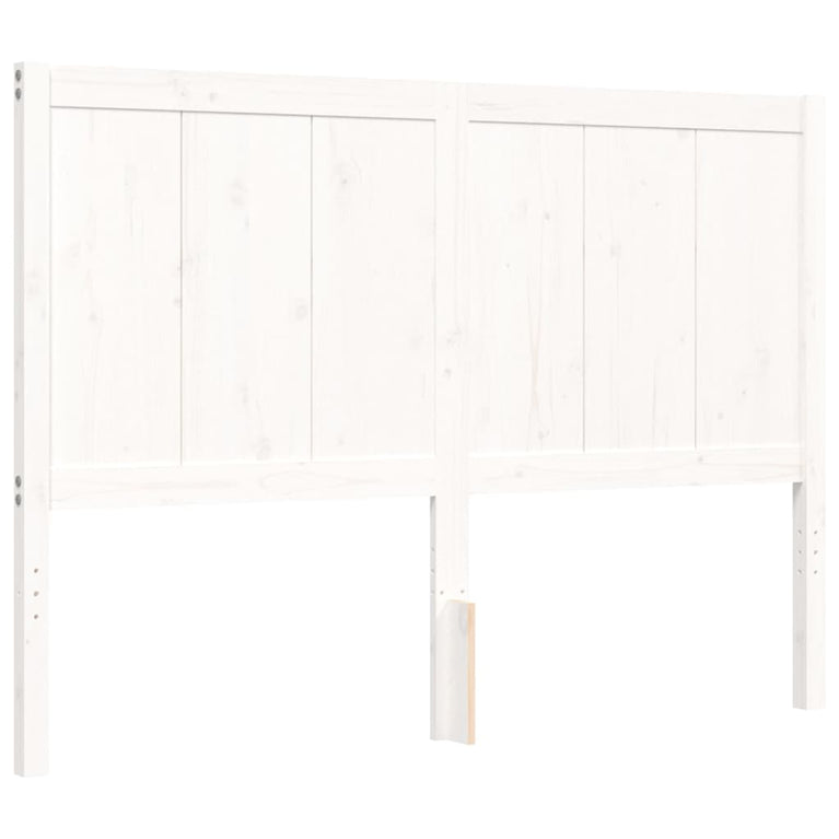 Bedframe met hoofdbord massief hout wit 140x200 cm