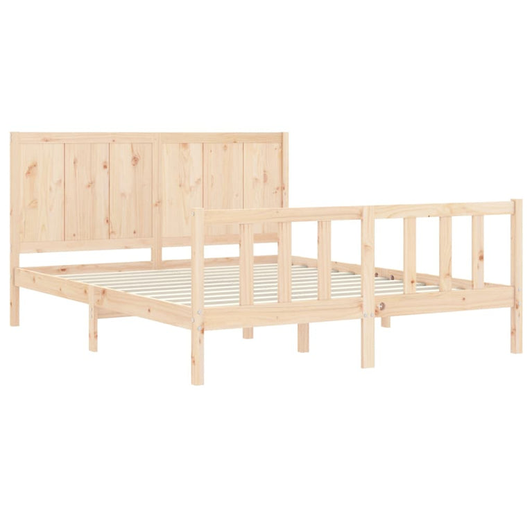 Bedframe met hoofdbord massief hout 5 FT King Size