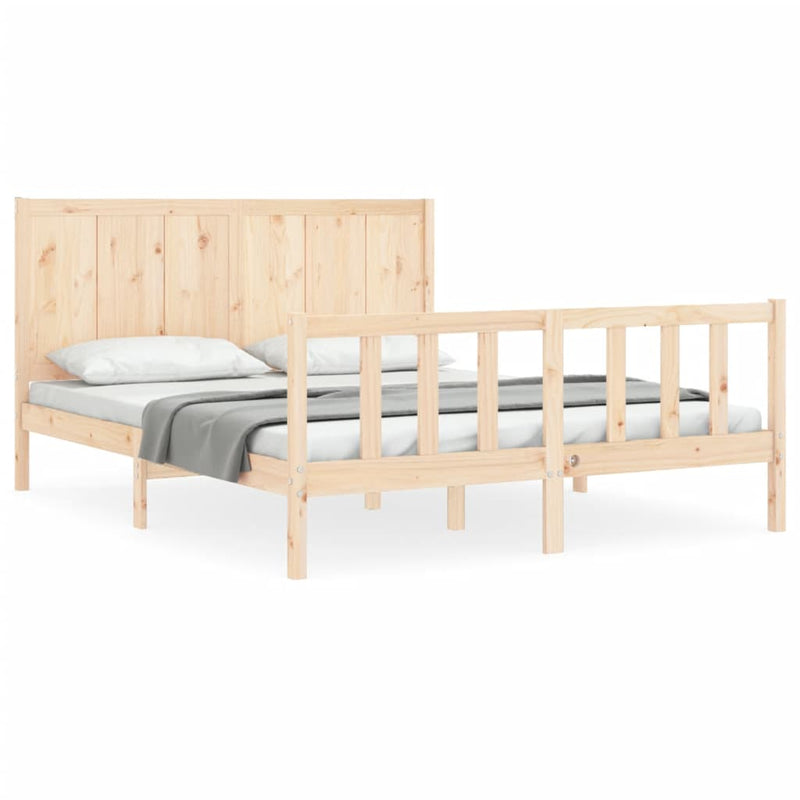 Bedframe met hoofdbord massief hout 160x200 cm