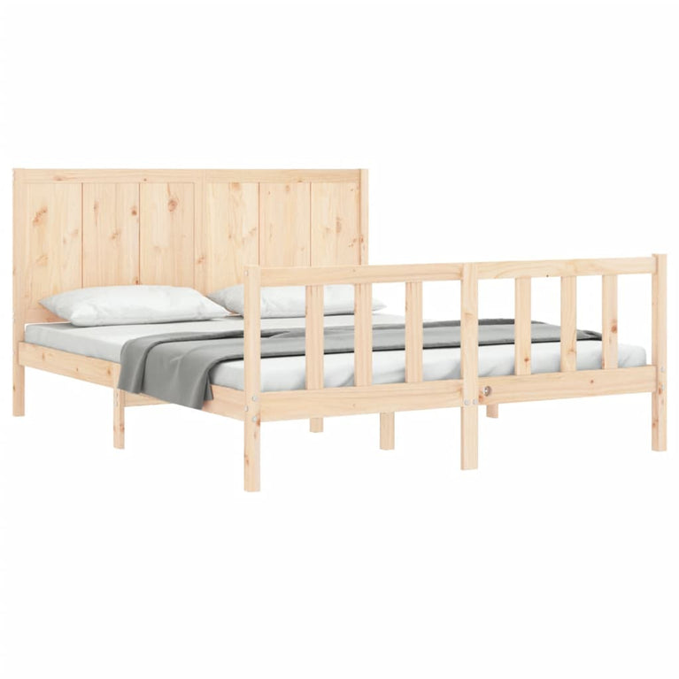 Bedframe met hoofdbord massief hout 160x200 cm